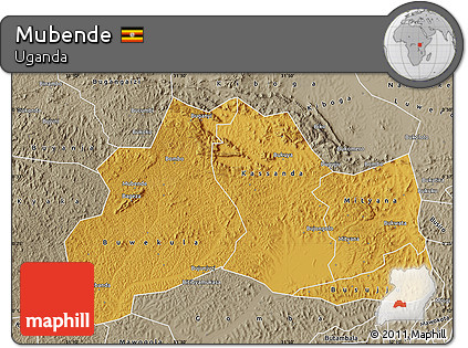 Physical Map of Mubende, semi-desaturated