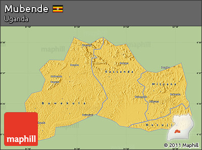 Savanna Style Map of Mubende, single color outside