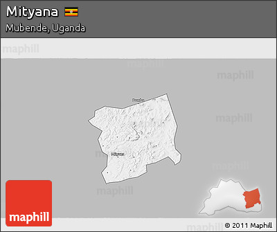 Gray 3D Map of Mityana, single color outside