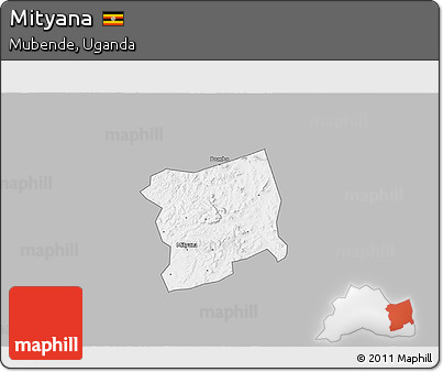 Gray 3D Map of Mityana, single color outside