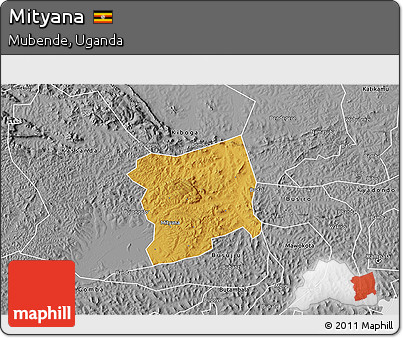 Physical 3D Map of Mityana, desaturated