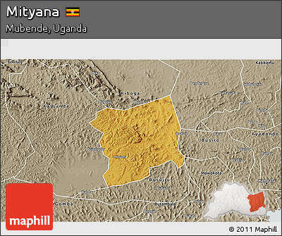 Physical 3D Map of Mityana, semi-desaturated