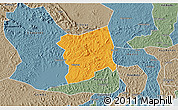 Political 3D Map of Mityana, semi-desaturated
