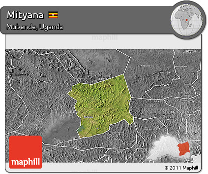 Satellite 3D Map of Mityana, desaturated