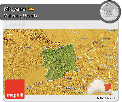 Satellite 3D Map of Mityana, physical outside