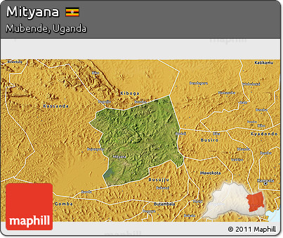 Satellite 3D Map of Mityana, physical outside