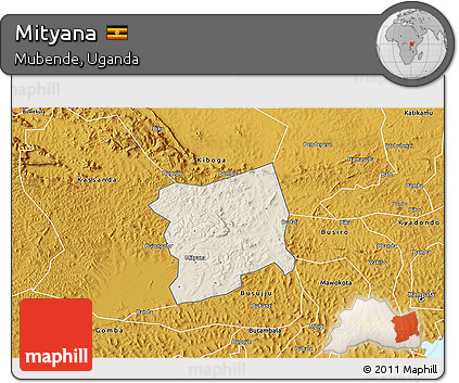 Shaded Relief 3D Map of Mityana, physical outside