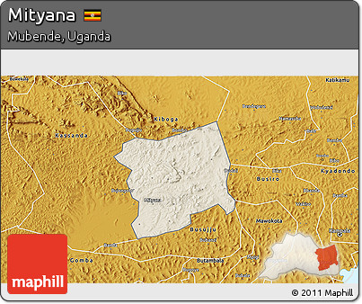Shaded Relief 3D Map of Mityana, physical outside