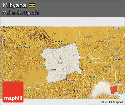 Shaded Relief 3D Map of Mityana, physical outside