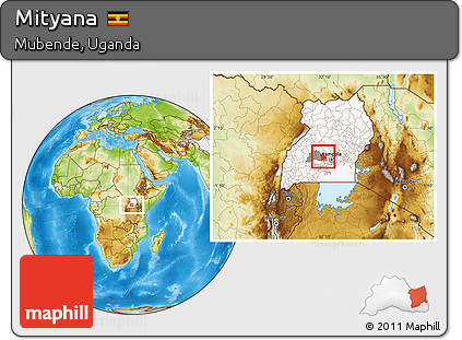 Physical Location Map of Mityana, highlighted country, highlighted parent region