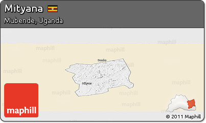 Classic Style Panoramic Map of Mityana, single color outside