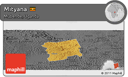 Physical Panoramic Map of Mityana, darken, desaturated