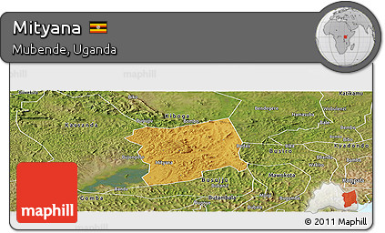 Physical Panoramic Map of Mityana, satellite outside