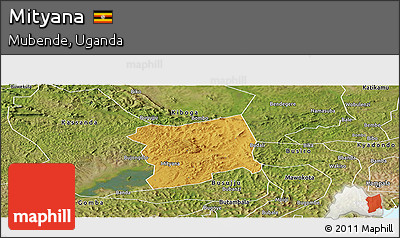 Physical Panoramic Map of Mityana, satellite outside