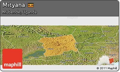 Physical Panoramic Map of Mityana, satellite outside