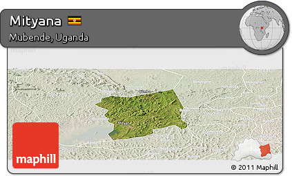 Satellite Panoramic Map of Mityana, lighten