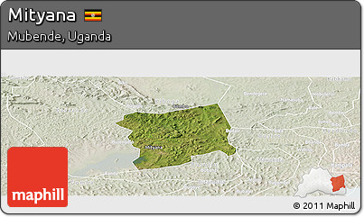 Satellite Panoramic Map of Mityana, lighten