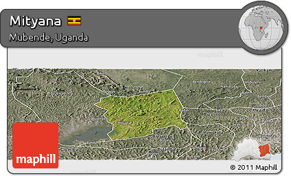 Satellite Panoramic Map of Mityana, semi-desaturated