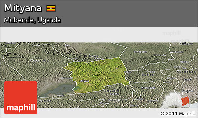 Satellite Panoramic Map of Mityana, semi-desaturated