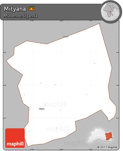Gray Simple Map of Mityana, cropped outside
