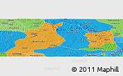 Political Panoramic Map of Mubende, political shades outside