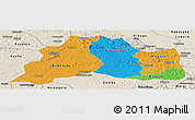 Political Panoramic Map of Mubende, shaded relief outside