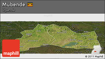 Satellite Panoramic Map of Mubende, darken