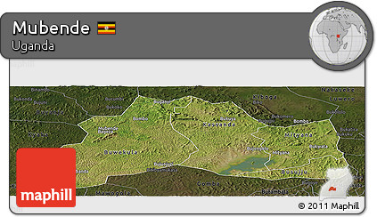 Satellite Panoramic Map of Mubende, darken