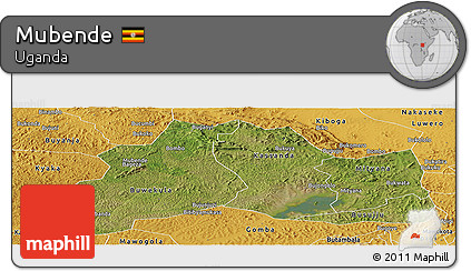 Satellite Panoramic Map of Mubende, physical outside