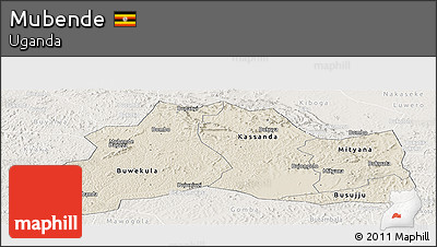 Shaded Relief Panoramic Map of Mubende, lighten
