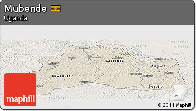 Shaded Relief Panoramic Map of Mubende, lighten