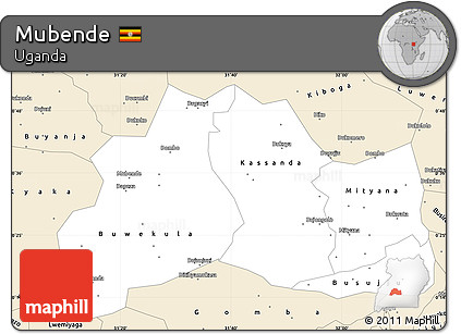 Classic Style Simple Map of Mubende