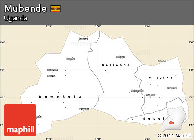 Classic Style Simple Map of Mubende, single color outside