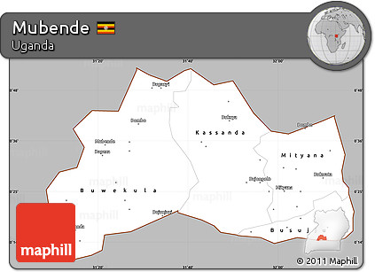 Gray Simple Map of Mubende, cropped outside