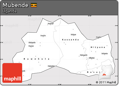 Silver Style Simple Map of Mubende, cropped outside
