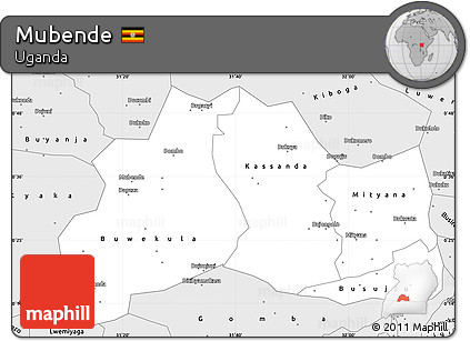 Silver Style Simple Map of Mubende