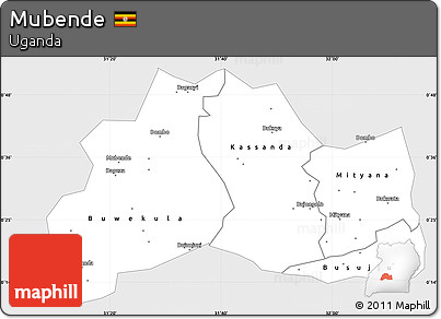 Silver Style Simple Map of Mubende, single color outside
