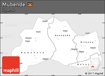 Silver Style Simple Map of Mubende, single color outside