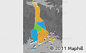 Political 3D Map of Mukono, darken, desaturated