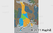 Political 3D Map of Mukono, darken, semi-desaturated