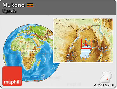 Physical Location Map of Mukono, within the entire country