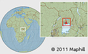 Savanna Style Location Map of Mukono, within the entire country, hill shading