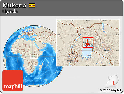 Shaded Relief Location Map of Mukono