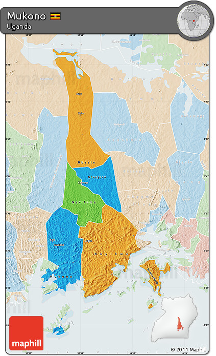 Political Map of Mukono, lighten