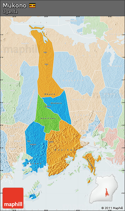 Political Map of Mukono, lighten