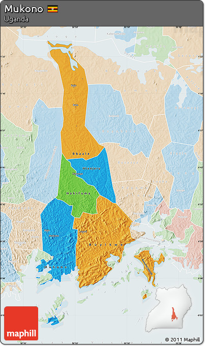 Political Map of Mukono, lighten