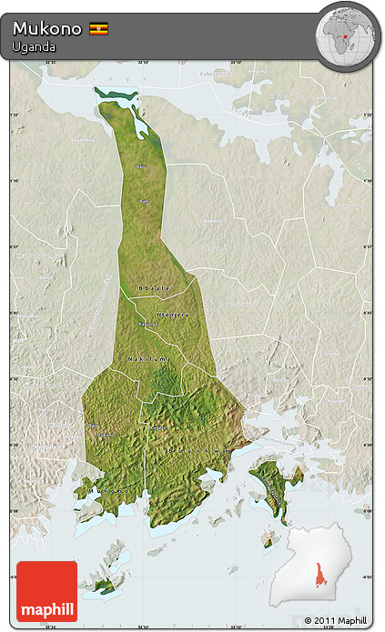 Satellite Map of Mukono, lighten