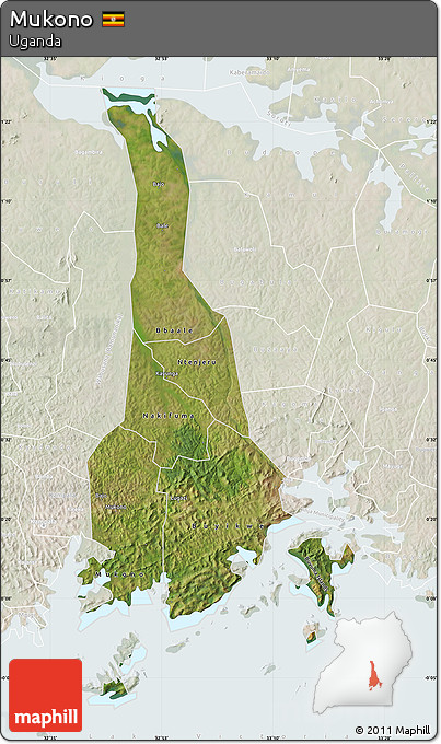 Satellite Map of Mukono, lighten