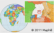 Political Location Map of Mukono, highlighted country