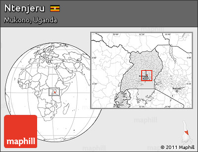 Blank Location Map of Ntenjeru, highlighted country, highlighted parent region, within the entire country